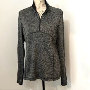 Be Inspired Activewear Pullover 1/4 Zip Black Grey Marled Long Sleeve Top Size M
